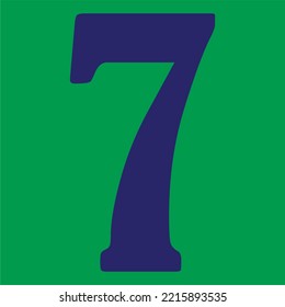 the number "7" in vector form, the color of the number is purple and the background color is green  