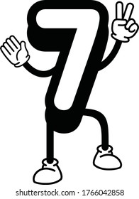 Number 7 Vector, icon, doodle
