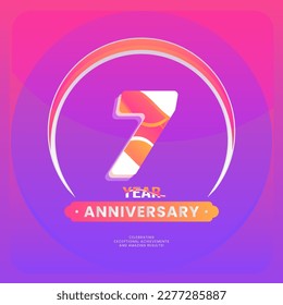 Number 7 vector logos for Anniversary Celebration Isolated on Violet background, Vector Design for Celebration, Invitation Card, and Greeting Card.