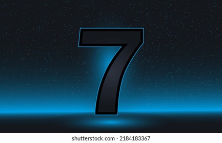 Number 7 vector. Luxury blue number 7 with luxurious modern background. vector design for celebration, invitation card and greeting card