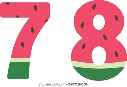 Number 7 Watermelon Design,Number 8 Watermelon Design