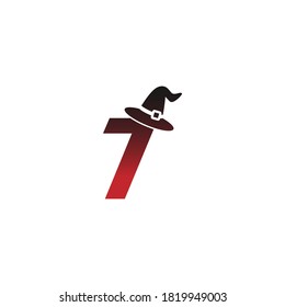 Number 7 witch hat concept design Illustrator