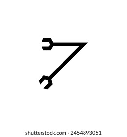 number 7 wrench simple symbol logo vector