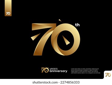 Number 70 gold logo icon design, 70th birthday logo number, 70th anniversary. svg