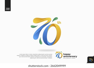 Número 70 diseño de icono de logotipo, número de logotipo de 70 cumpleaños, aniversario 70