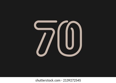 Logotipo número 70, estilo de línea número de monograma 70, utilizable para logotipos de aniversario y negocios, plantilla de logotipo de diseño plano, ilustración vectorial