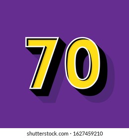 Number 70 Logo On Violet Background.