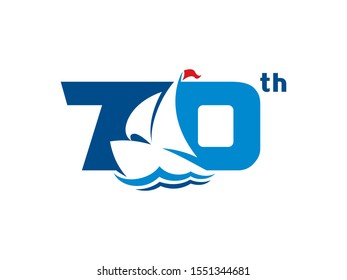 Number 70 logo or symbol template design