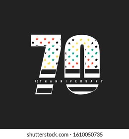 Number 70 vector font alphabet colorful map design symbol logo