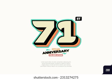 Diseño del icono del logo número 71, número del logotipo de cumpleaños número 71, aniversario 71