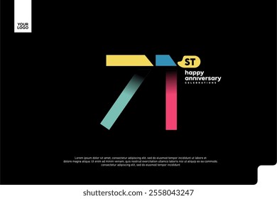 Number 71 logo icon design, 71st birthday logo number, anniversary 71