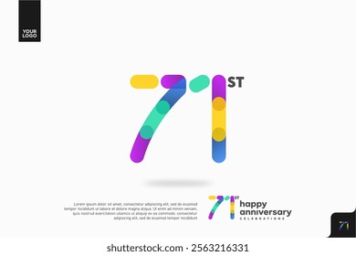 Number 71 logo icon design, 71st birthday logo number, anniversary 71