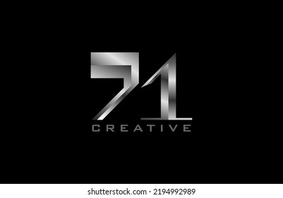 Number 71 Logo. number 71 with silver colour, usable for anniversary and business logos, vector illustration