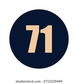 eine Zahl 71 auf blauem Hintergrund, Symbol, Vektordesign
