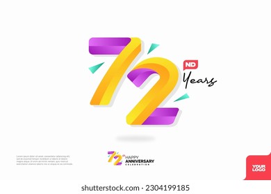 Number 72 logo icon design, 72nd birthday logo number, anniversary 72