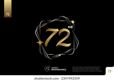 Diseño del icono del logo número 72, número del logotipo de 72 años, aniversario 72
