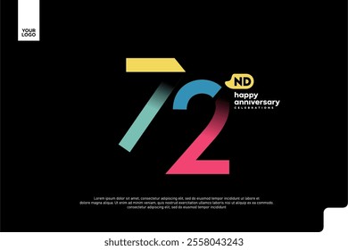 Number 72 logo icon design, 72nd birthday logo number, anniversary 72