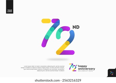 Number 72 logo icon design, 72nd birthday logo number, anniversary 72