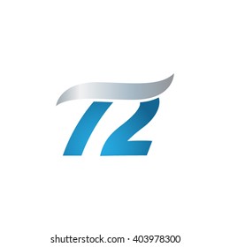 number 72 swoosh design template logo blue gray