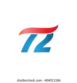number 72 swoosh design template logo blue red