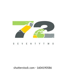 Number 72 vector font alphabet, modern map design with brilliant colorful letter for your unique elements on white background