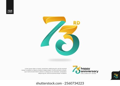 Number 73 logo icon design, 73rd birthday logo number, anniversary 73