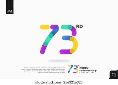 Number 73 logo icon design, 73rd birthday logo number, anniversary 73