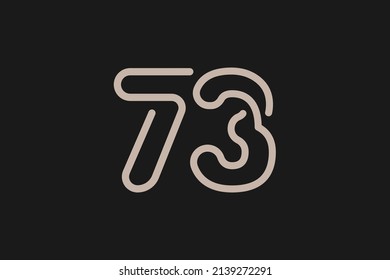 Number 73 Logo, Monogram Number 73 line style, usable for anniversary and business logos, flat design logo template, vector illustration