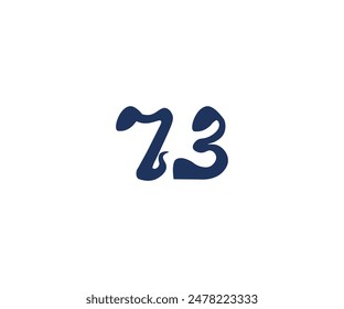 Number 73 Logo, Monogram Number 73 line style, Snake-Shaped logo, usable for business logos, flat design logo template, vector illustration, black blue