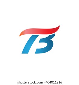 number 73 swoosh design template logo blue red