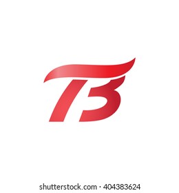 number 73 swoosh design template logo red