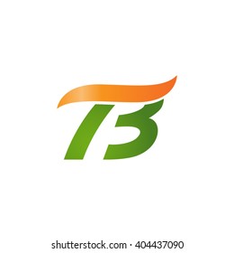 number 73 swoosh design template logo green orange