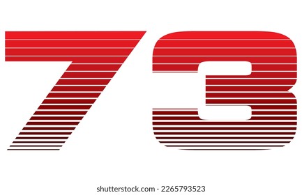 Number 73 Vector Illustration. Red Number Seventy Three Isolated On A White Background
