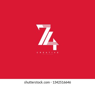 Number 74 Creative Modern Stripes Style Logo - Copy