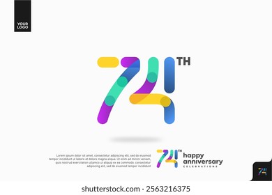 Number 74 logo icon design, 74th birthday logo number, anniversary 74