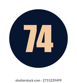 a number 74 on a blue background icon vector design