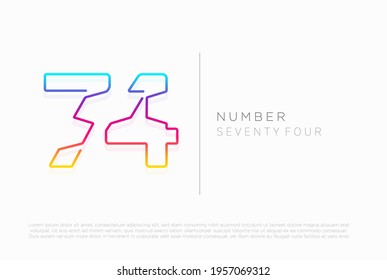Number 74 seventy four logo icon design, vector template