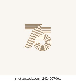 number 75 geometric lines logo vector elegant icon illustration
