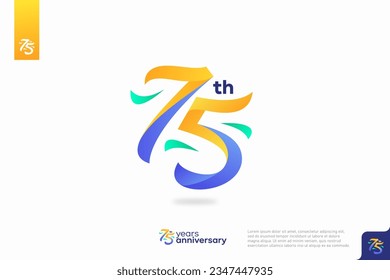 Number 75 logo icon design, 75th birthday logo number, anniversary 75