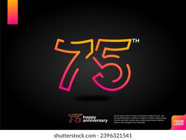 Diseño del icono del logo número 75, número del logotipo de cumpleaños número 75, aniversario 75