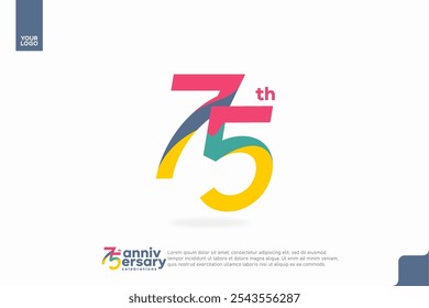 Number 75 logo icon design, 75th birthday logo number, anniversary 75