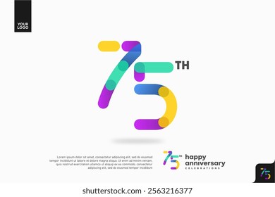 Number 75 logo icon design, 75th birthday logo number, anniversary 75