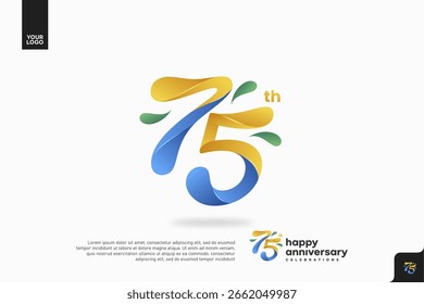 Número 75 diseño de icono de logotipo, número de logotipo de 75 cumpleaños, aniversario 75
