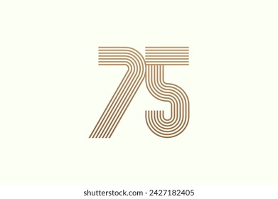 Number 75 Logo. Monogram Number 75 logo multi line style. usable for business logos and anniversary. flat design logo template. vector illustration