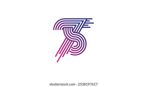 Number 75 Logo, Monogram Number 75 logo multi line style, usable for business logos and anniversary, flat design logo template, vector illustration