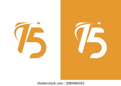 Number 75 logo with star concept. Logo for anniversary or vector element