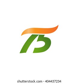 number 75 swoosh design template logo green orange