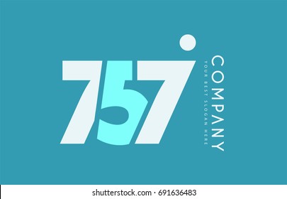 number 757 blue white cyan logo vector creative company icon design template background dot