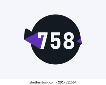 Imagen vectorial de diseño de icono del logotipo del número 758