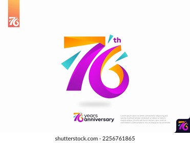 Number 76 logo icon design, 76th birthday logo number, anniversary 76